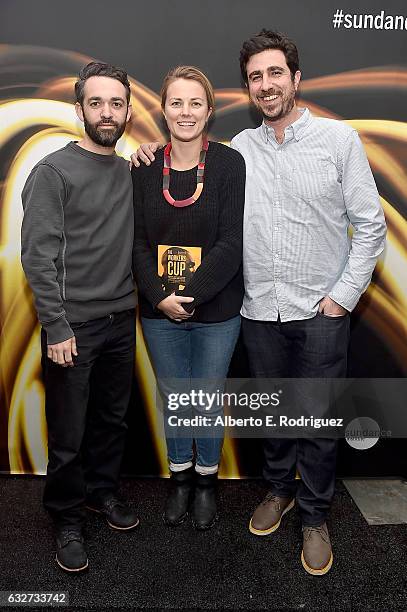 Adam Sobel, Rosie Garthwaite, and Ramzy Haddad attend the Feature Fillm Competition Dinner Dinner on day 7 of the 2017 Sundance Film Festival at The...