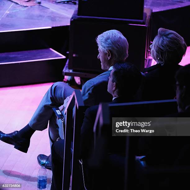 Hilary Clinton and Bill Clinton attend The Nearness Of You Benefit Concert at Jazz at Lincoln Center on January 25, 2017 in New York City.