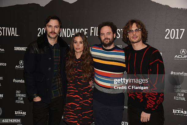 Actors Nicholas Hoult and Laia Costa, director Drake Doremus, and actor Matthew Gray Gubler attend the 'Newness' Premiere on day 7 of the 2017...