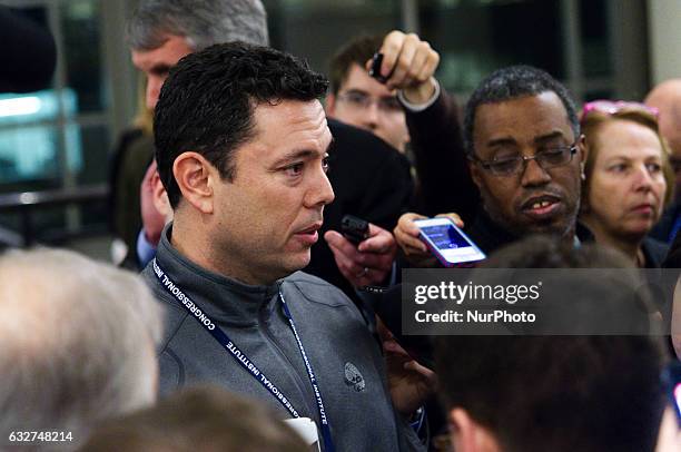 Representative Jason Chaffetz of Utah, and chairman of the United States House Committee on Oversight and Government Reform, meets with the media, at...