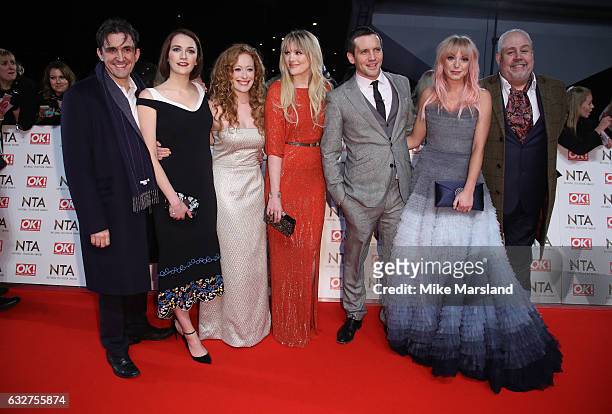 Cliff Parisi, Stephen McGann, Helen George, Charlotte Richie, Laura Main, Jack Ashton and Victoria Yeates attend the National Television Awards at...
