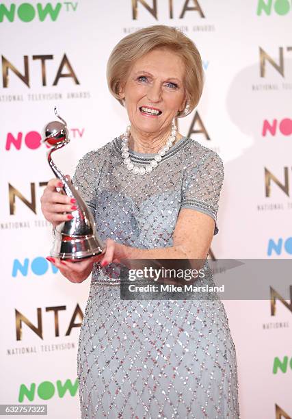 Mary Berry poses in the winners room at the National Television Awards at The O2 Arena on January 25, 2017 in London, England.