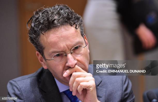 Eurogroup President and Dutch Finance Minister Jeroen Dijsselbloem takes part in a Eurogroup finance ministers meeting at the European Council in...