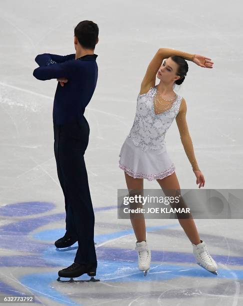 Czech's Anna Duskova and Martin Bidar compete during the pairs free skating competition of the European Figure Skating Championship in Ostrava, Czech...