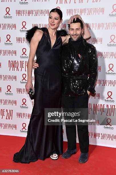 Marie-Agnes Gillot and Alexis Mabille attend the Sidaction Gala Dinner 2017 - Haute Couture Spring Summer 2017 show as part of Paris Fashion Week on...