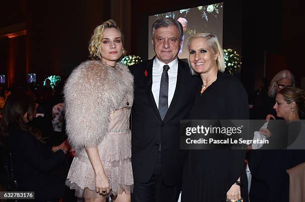 Diane Kruger,Sidney Toledano and Maria Grazia Chiuri attend the Sidaction Gala Dinner 2017 - Haute Couture Spring Summer 2017 show as part of Paris...