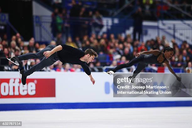 Vanessa James and Morgan Cipres of France compete in the Pairs Free Skating during day 2 of the European Figure Skating Championships at Ostravar...