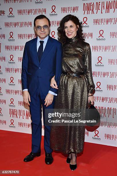 Bertrand Burgalat and Vanessa Seward attend the Sidaction Gala Dinner 2017 - Haute Couture Spring Summer 2017 show as part of Paris Fashion Week on...