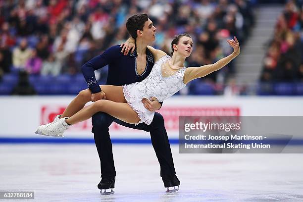 Anna Duskova and Martin Bidar of Czech Republic compete in the Pairs Free Skating during day 2 of the European Figure Skating Championships at...