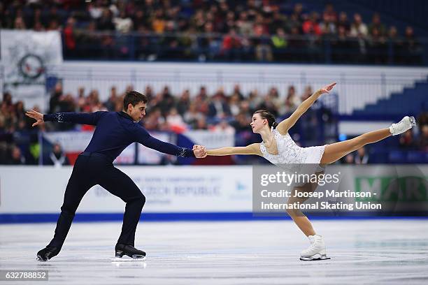 Anna Duskova and Martin Bidar of Czech Republic compete in the Pairs Free Skating during day 2 of the European Figure Skating Championships at...