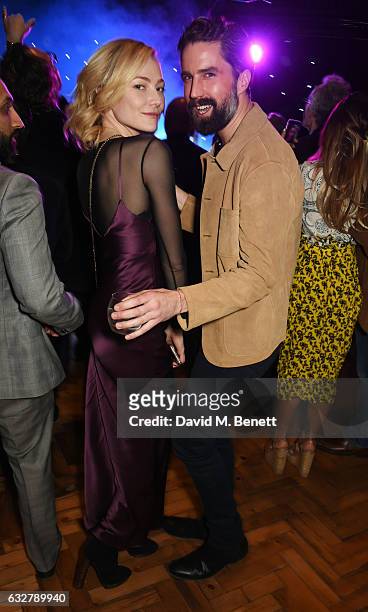 Clara Paget and Jack Guinness attend the launch of new luxury hotel The LaLit London on January 26, 2017 in London, England.