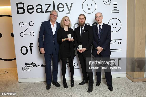Editor of The Times, John Witherow, Winners of the Beazley Design of the Year, Marta Terne and Christian Gustafsson of Better Shelter and CEO of...