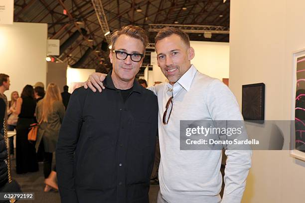 Actor Danny Comden and film producer Joel Lubin attend the Art Los Angeles Contemporary 2017 opening night at Barker Hangar on January 26, 2017 in...