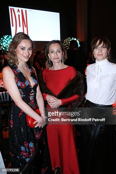 Ana Girardot, Kristin Scott Thomas and Deborah Francois attend the Sidaction Gala Dinner 2017 - Haute Couture Spring Summer 2017 show as part of...