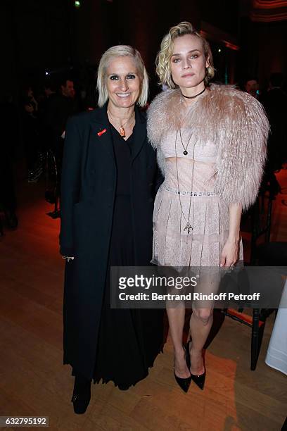 Stylist Maria Grazia Chiuri and Diane Kruger attend the Sidaction Gala Dinner 2017 - Haute Couture Spring Summer 2017 show as part of Paris Fashion...