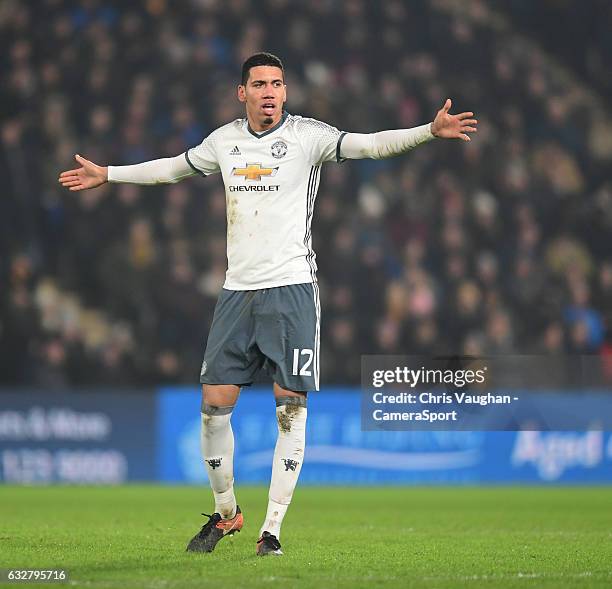 Manchester United's Chris Smalling during the EFL Cup Semi-Final Second Leg match between Hull City v Manchester United at KCOM Stadium on January...