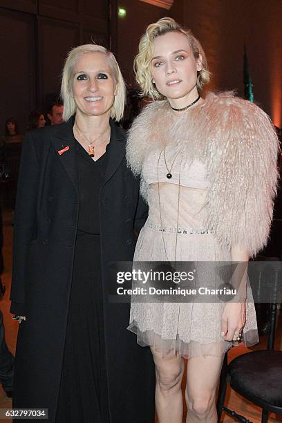 Maria Grazia Chiuri and Diane Kruger attend the Sidaction Gala Dinner 2017 as part of Paris Fashion Week on January 26, 2017 in Paris, France.