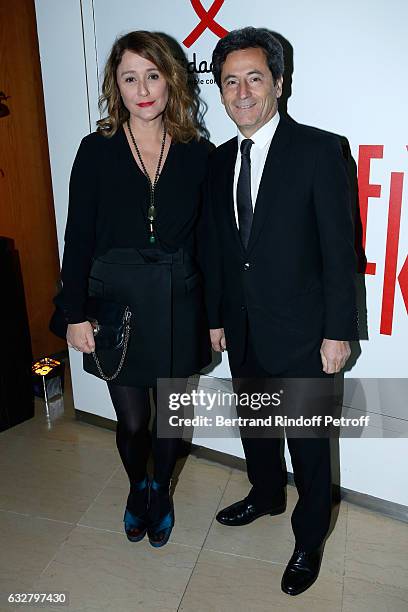 Daniela Lumbroso and her husband Eric Ghebali attend the Sidaction Gala Dinner 2017 - Haute Couture Spring Summer 2017 show as part of Paris Fashion...