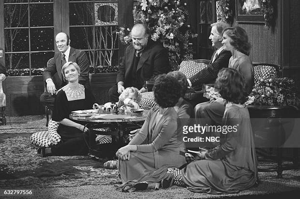 Pictured: Host John Davidson's family, Actor Victor Bruno, Actress Florence Henderson and Musical group "The Lennon Sisters" Celebrating the Holidays...