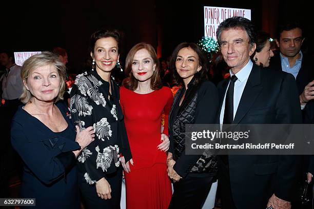 President of Reunion des Musees Nationaux Sylvie Aubac, French Minister of Culture and Communication, Audrey Azoulay, Isabelle Huppert, Nathalie...