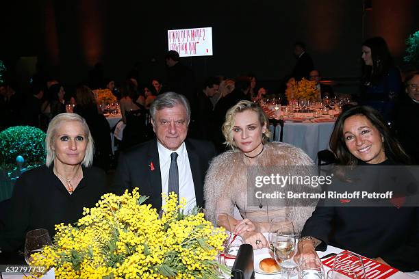 Stylist Maria Grazia Chiuri, CEO Dior Sidney Toledano, Diane Kruger and Katia Toledano attend the Sidaction Gala Dinner 2017 - Haute Couture Spring...