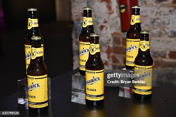 Braven Brewery Beer on display at the FX's Legion Where?House at Villian on January 26, 2017 in Brooklyn, New York.