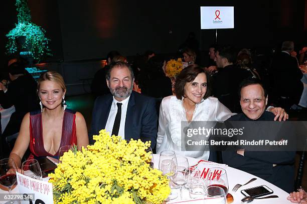Virginie Efira, President of Lagardere Active and CEO of 'Europe 1', Denis Olivennes, Ines de La Fressange and Azzedine Alaia attend the Sidaction...