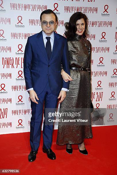 Bertrand Burgalat and Vanessa Seward attend the Sidaction Gala Dinner 2017 as part of Paris Fashion Week on January 26, 2017 in Paris, France.