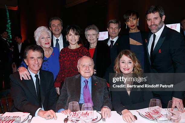 Jack Lang, Line Renaud, guest, Monique Lang, Pierre Berge, Francoise Barre-Sinoussi, professor Yves Levy, Daniela Lumbroso, Sonia Rolland and Jalil...