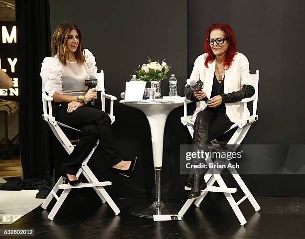 Costume designer Jacqueline Demeterio and fashion designer Patricia Field speak on stage as Macy's celebrates the 50th Anniversary of the Mayor's...