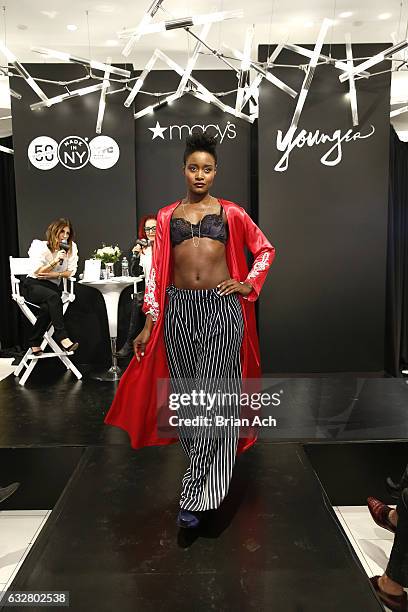 Model walks the runway as Macy's celebrates the 50th Anniversary of the Mayor's Office Of Media And Entertainment with fashion show curated by...