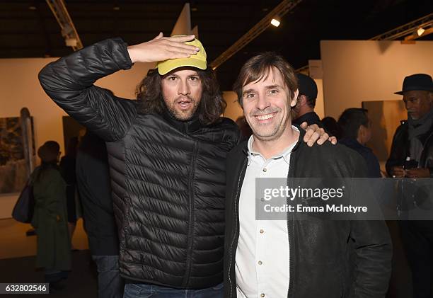 Producer Drew Baldwin and producer Mark Scarpa attend the Art Los Angeles Contemporary 2017 opening night at Barker Hangar on January 26, 2017 in...