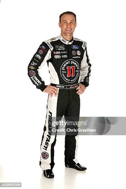 Monster Energy NASCAR Cup Series driver Kevin Harvick poses for a photo during the 2017 Media Tour at the Charlotte Convention Center on January 24,...