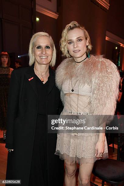 Maria Grazia Chiuiri and Diane Kruger attend the Sidaction Gala Dinner 2017 as part of Paris Fashion Week on January 26, 2017 in Paris, France.