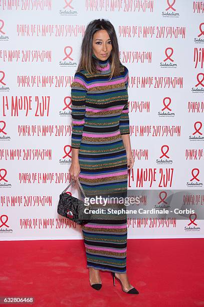 Saphia Azzeddine attends the Sidaction Gala Dinner 2017 as part of Paris Fashion Week on January 26, 2017 in Paris, France.