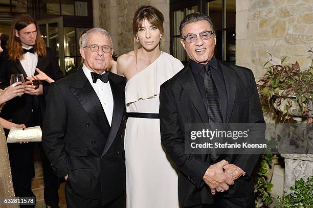 Ron Meyer, Jennifer Flavin and Sylvester Stallone attend PSLA partners with Carolina Herrera for Winter Gala on January 26, 2017 in Beverly Hills,...