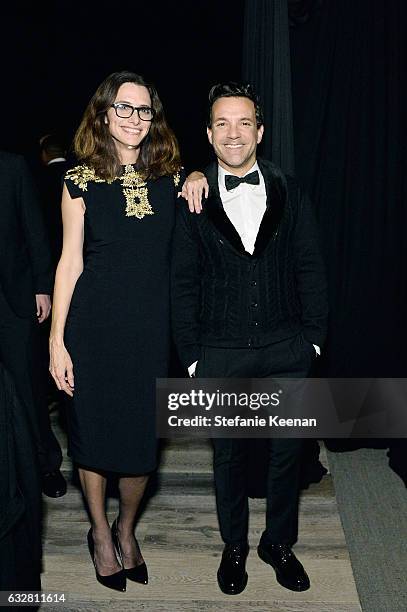 Elizabeth Stewart and George Kotsiopoulos attend PSLA partners with Carolina Herrera for Winter Gala on January 26, 2017 in Beverly Hills, California.