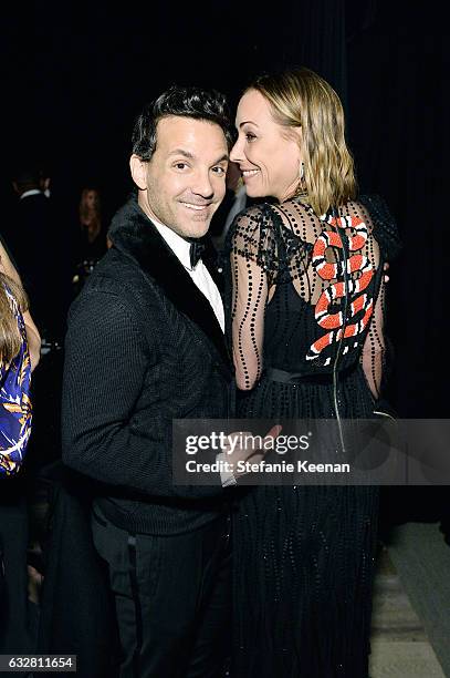 George Kotsiopoulos and Angelique Soave attend PSLA partners with Carolina Herrera for Winter Gala on January 26, 2017 in Beverly Hills, California.