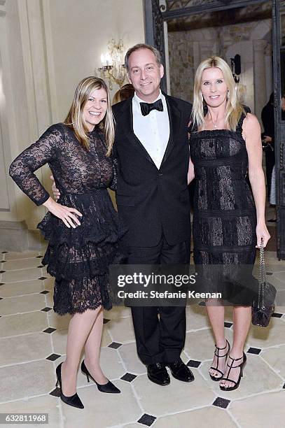 Lisa Waldinger, Larry Waldinger and Sarahbinah Rautiola attend PSLA partners with Carolina Herrera for Winter Gala on January 26, 2017 in Beverly...