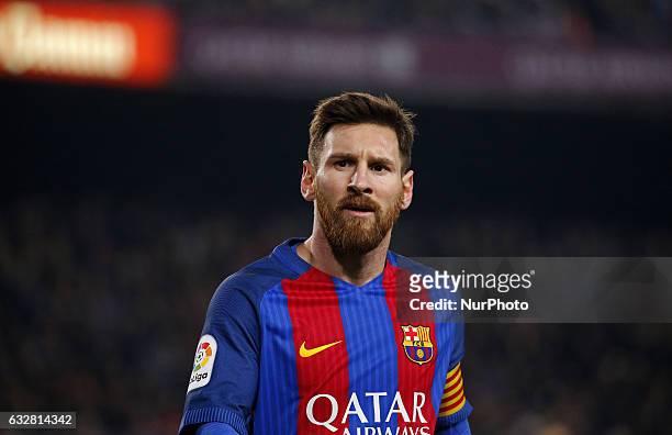 Leo Messi during the 1/4 final King Cup match between F.C. Barcelona v Real Sociedad, in Barcelona, on January 26, 2017.