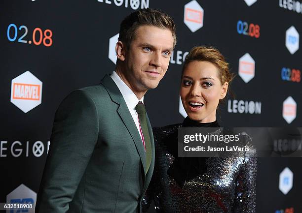 Actor Dan Stevens and actress Aubrey Plaza attend the premiere of "Legion" at Pacific Design Center on January 26, 2017 in West Hollywood, California.