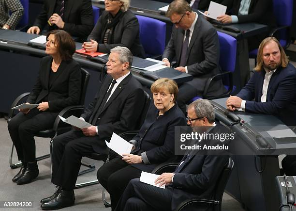 German President Joachim Gauck , German Chancellor Angela Merkel , Bundesrat President Malu Dreyer and the President of Germany's Federal...