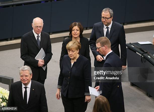 German President Joachim Gauck , German Chancellor Angela Merkel , Bundesrat President Malu Dreyer and the President of Germany's Federal...