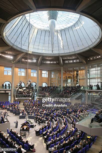 General view from the German parliament 'Bundestag' in Berlin, Germany on January 27, 2017 during a commemorative session, marking the International...