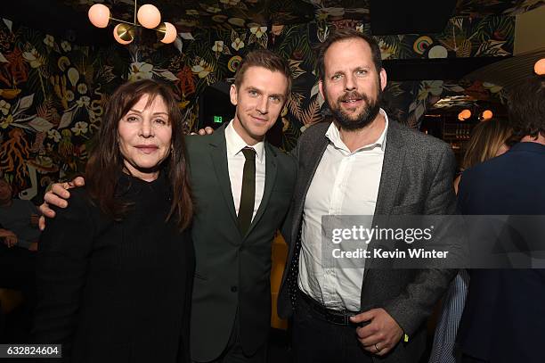Executive producer Lauren Shuler Donner, actor Dan Stevens and Nick Grad, President, Original Programming, FX Networks pose at the after party for...
