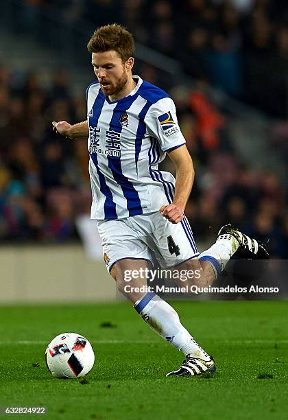 Asier Illarramendi of Real Sociedad in action during the Copa del Rey quarter-final second leg match between FC Barcelona and Real Sociedad at Camp...