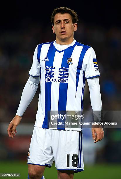 Mikel Oyarzabal of Real Sociedad looks on during the Copa del Rey quarter-final second leg match between FC Barcelona and Real Sociedad at Camp Nou...