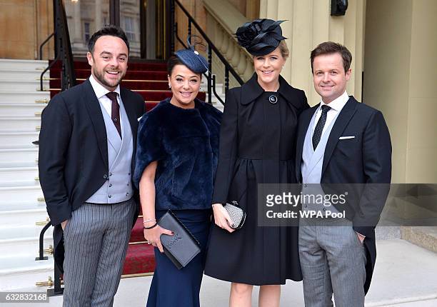 Presenters Ant and Dec and their wives Lisa Armstrong and Ali Astall arrive at Buckingham Palace, where the pair will be awarded OBEs by the Prince...