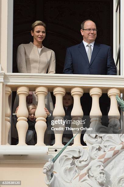 Princess Charlene of Monaco and Prince Albert II of Monaco attend the Ceremony of the Sainte-Devote, the patron saint of the Principality of Monaco...