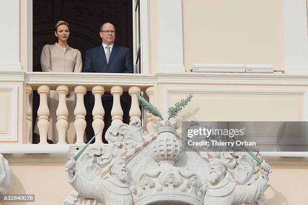 Princess Charlene of Monaco and Prince Albert II of Monaco attend the Ceremony of the Sainte-Devote, the patron saint of the Principality of Monaco...